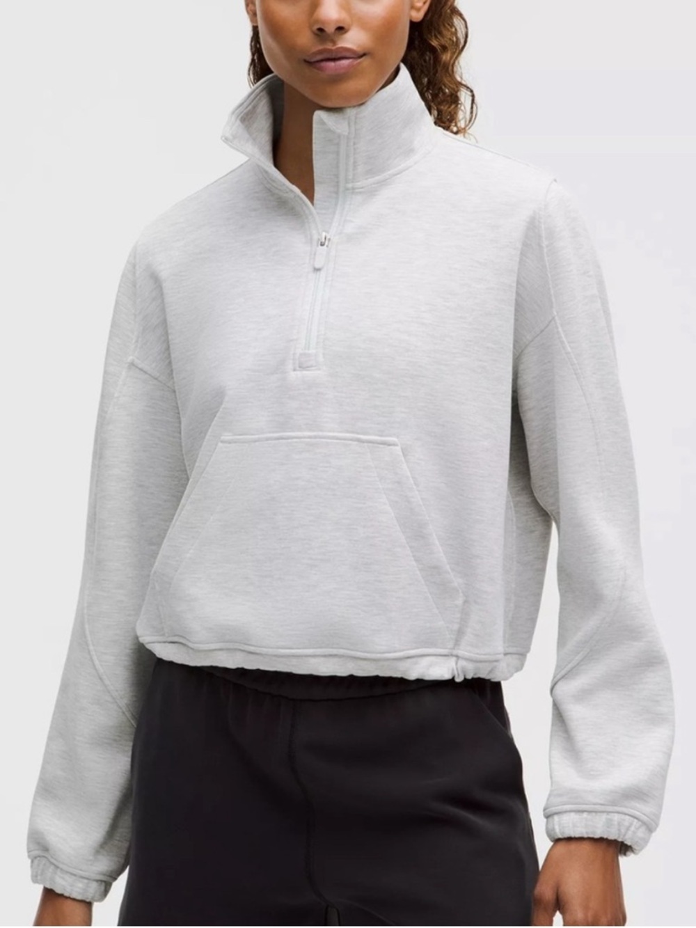 Women's Light Gray Quarter-Zip Pullover Sweatshirt